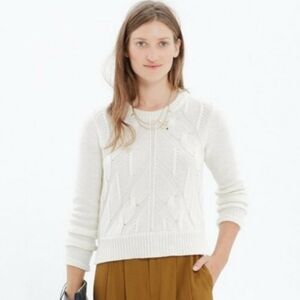 Madewell Women Cream Chevron Merino Knit Crop Long Sleeve Pullover Size S